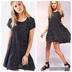 Silence + Noise Dress Polka Black Dot S (Jrs) Short Sleeve UO Mini Swing Party